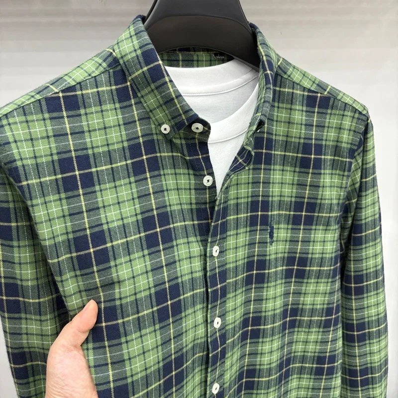 Luxury Brand Embroidery 100% Cotton Long Sleeved Shirt Men's New Shirt Men's Casual Loose Top Business Men Luxury Brand Embroidery 100% Cotton Long Sleeved Shirt Men's New Shirt Men's Casual Loose Top Business Men