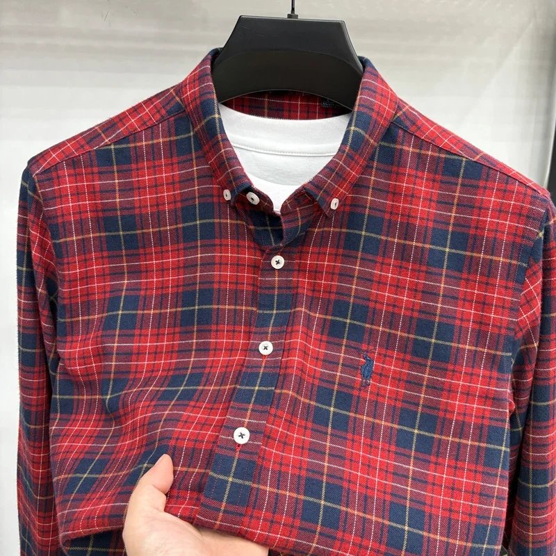 Luxury Brand Embroidery 100% Cotton Long Sleeved Shirt Men's New Shirt Men's Casual Loose Top Business Men Luxury Brand Embroidery 100% Cotton Long Sleeved Shirt Men's New Shirt Men's Casual Loose Top Business Men