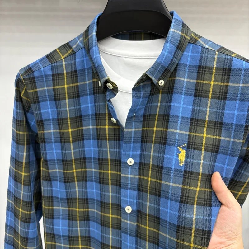 Luxury Brand Embroidery 100% Cotton Long Sleeved Shirt Men's New Shirt Men's Casual Loose Top Business Men Luxury Brand Embroidery 100% Cotton Long Sleeved Shirt Men's New Shirt Men's Casual Loose Top Business Men