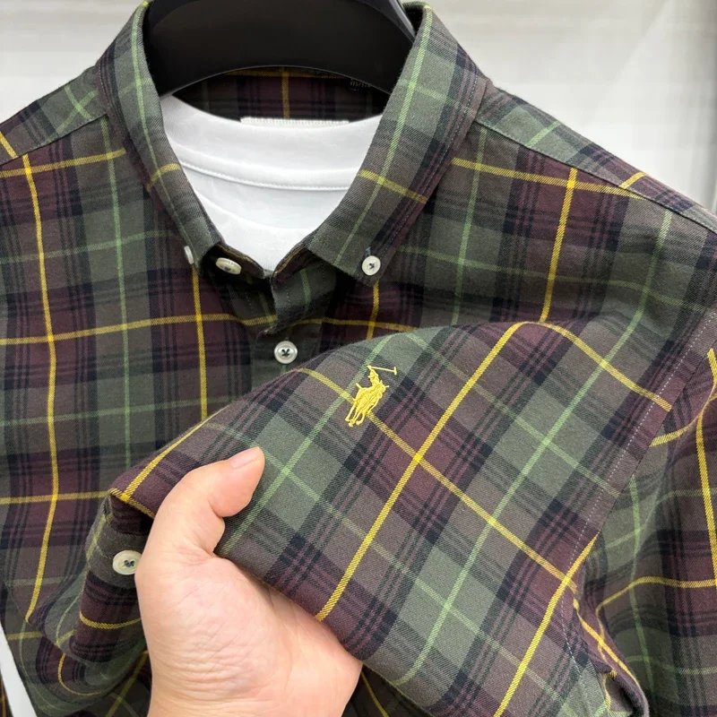 Luxury Brand Embroidery 100% Cotton Long Sleeved Shirt Men's New Shirt Men's Casual Loose Top Business Men Luxury Brand Embroidery 100% Cotton Long Sleeved Shirt Men's New Shirt Men's Casual Loose Top Business Men