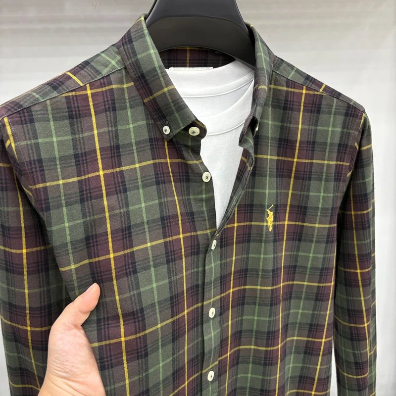 Luxury Brand Embroidery 100% Cotton Long Sleeved Shirt Men's New Shirt Men's Casual Loose Top Business Men Luxury Brand Embroidery 100% Cotton Long Sleeved Shirt Men's New Shirt Men's Casual Loose Top Business Men