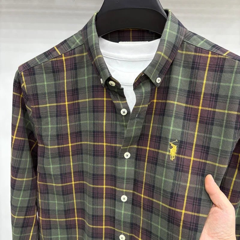 Luxury Brand Embroidery 100% Cotton Long Sleeved Shirt Men's New Shirt Men's Casual Loose Top Business Men Luxury Brand Embroidery 100% Cotton Long Sleeved Shirt Men's New Shirt Men's Casual Loose Top Business Men