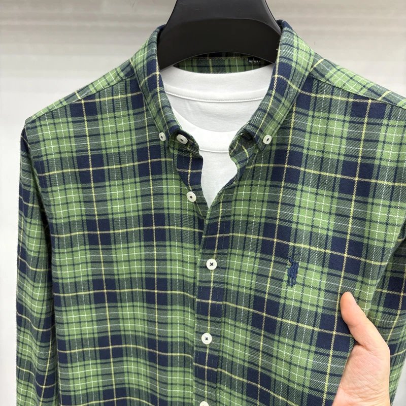 Luxury Brand Embroidery 100% Cotton Long Sleeved Shirt Men's New Shirt Men's Casual Loose Top Business Men Luxury Brand Embroidery 100% Cotton Long Sleeved Shirt Men's New Shirt Men's Casual Loose Top Business Men