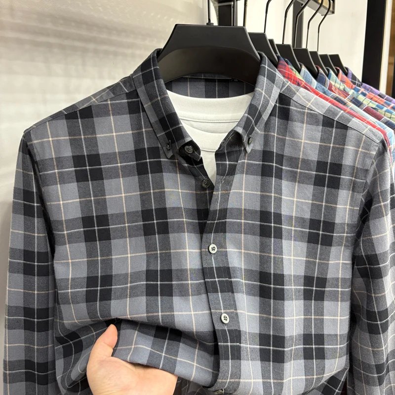 Luxury Brand Embroidery 100% Cotton Long Sleeved Shirt Men's New Shirt Men's Casual Loose Top Business Men Luxury Brand Embroidery 100% Cotton Long Sleeved Shirt Men's New Shirt Men's Casual Loose Top Business Men