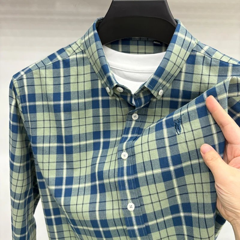 Luxury Brand Embroidery 100% Cotton Long Sleeved Shirt Men's New Shirt Men's Casual Loose Top Business Men Luxury Brand Embroidery 100% Cotton Long Sleeved Shirt Men's New Shirt Men's Casual Loose Top Business Men