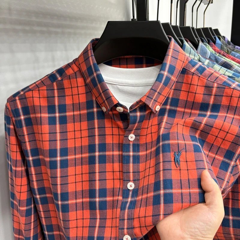 Luxury Brand Embroidery 100% Cotton Long Sleeved Shirt Men's New Shirt Men's Casual Loose Top Business Men Luxury Brand Embroidery 100% Cotton Long Sleeved Shirt Men's New Shirt Men's Casual Loose Top Business Men