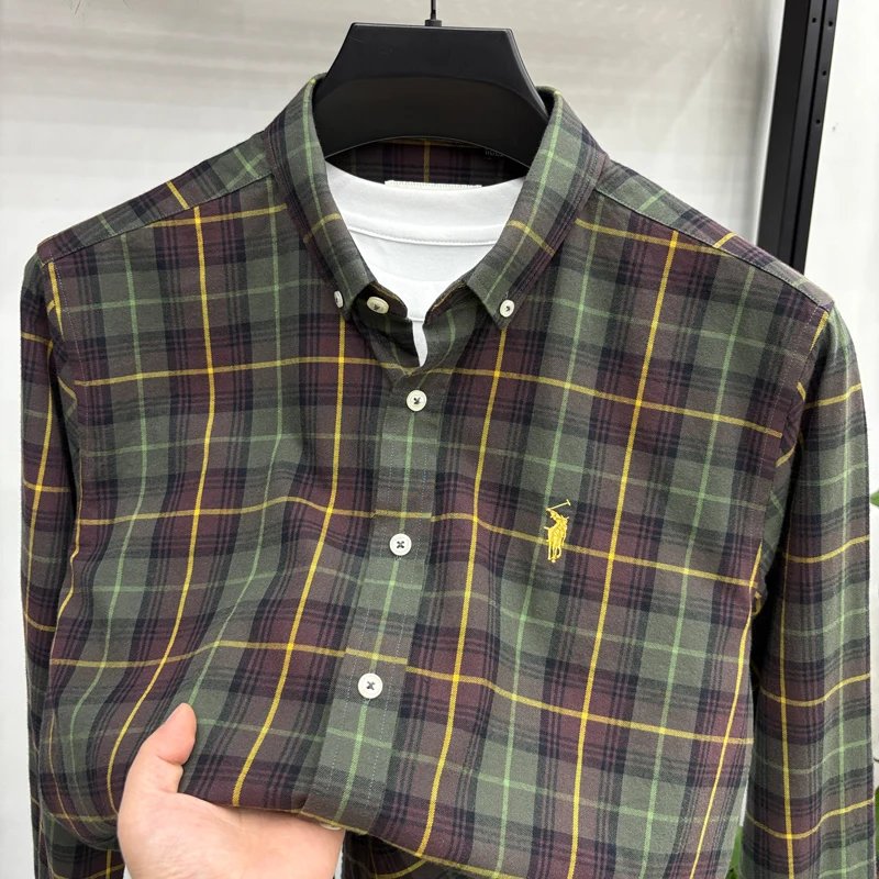 Luxury Brand Embroidery 100% Cotton Long Sleeved Shirt Men's New Shirt Men's Casual Loose Top Business Men Luxury Brand Embroidery 100% Cotton Long Sleeved Shirt Men's New Shirt Men's Casual Loose Top Business Men