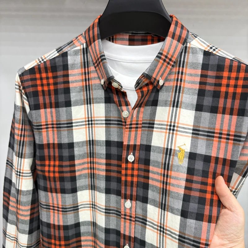 Luxury Brand Embroidery 100% Cotton Long Sleeved Shirt Men's New Shirt Men's Casual Loose Top Business Men Luxury Brand Embroidery 100% Cotton Long Sleeved Shirt Men's New Shirt Men's Casual Loose Top Business Men