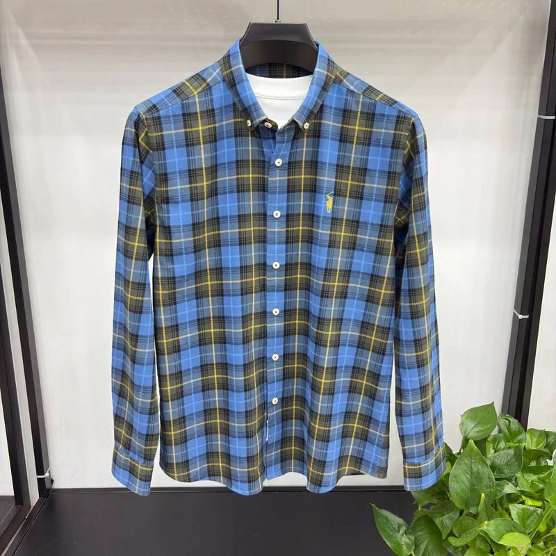 Luxury Brand Embroidery 100% Cotton Long Sleeved Shirt Men's New Shirt Men's Casual Loose Top Business Men Luxury Brand Embroidery 100% Cotton Long Sleeved Shirt Men's New Shirt Men's Casual Loose Top Business Men