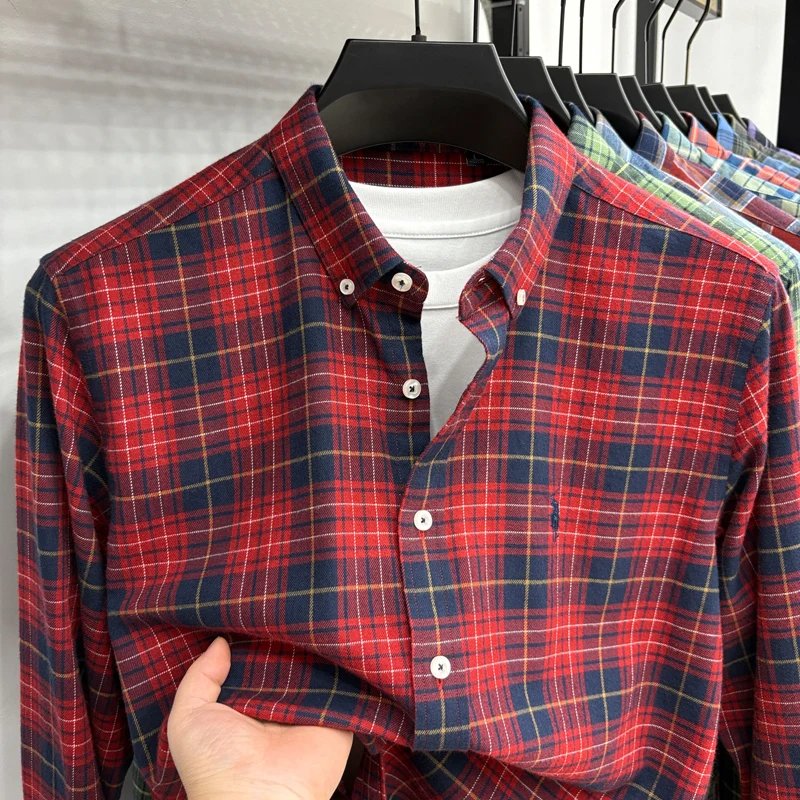 Luxury Brand Embroidery 100% Cotton Long Sleeved Shirt Men's New Shirt Men's Casual Loose Top Business Men Luxury Brand Embroidery 100% Cotton Long Sleeved Shirt Men's New Shirt Men's Casual Loose Top Business Men