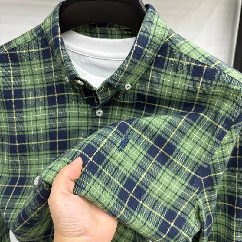 Luxury Brand Embroidery 100% Cotton Long Sleeved Shirt Men's New Shirt Men's Casual Loose Top Business Men Luxury Brand Embroidery 100% Cotton Long Sleeved Shirt Men's New Shirt Men's Casual Loose Top Business Men