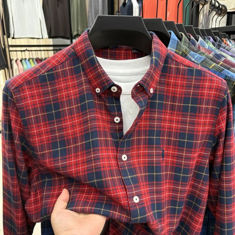 Luxury Brand Embroidery 100% Cotton Long Sleeved Shirt Men's New Shirt Men's Casual Loose Top Business Men Luxury Brand Embroidery 100% Cotton Long Sleeved Shirt Men's New Shirt Men's Casual Loose Top Business Men