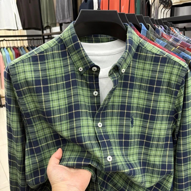 Luxury Brand Embroidery 100% Cotton Long Sleeved Shirt Men's New Shirt Men's Casual Loose Top Business Men Luxury Brand Embroidery 100% Cotton Long Sleeved Shirt Men's New Shirt Men's Casual Loose Top Business Men