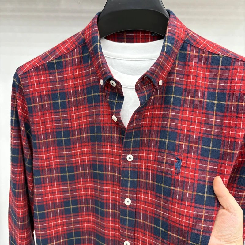 Luxury Brand Embroidery 100% Cotton Long Sleeved Shirt Men's New Shirt Men's Casual Loose Top Business Men Luxury Brand Embroidery 100% Cotton Long Sleeved Shirt Men's New Shirt Men's Casual Loose Top Business Men