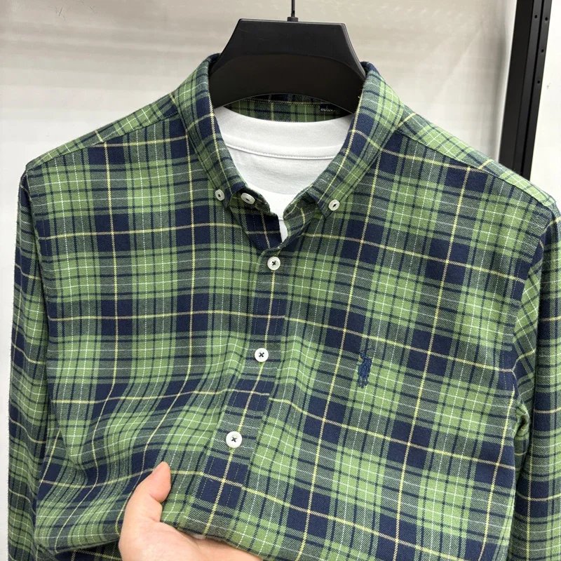 Luxury Brand Embroidery 100% Cotton Long Sleeved Shirt Men's New Shirt Men's Casual Loose Top Business Men Luxury Brand Embroidery 100% Cotton Long Sleeved Shirt Men's New Shirt Men's Casual Loose Top Business Men