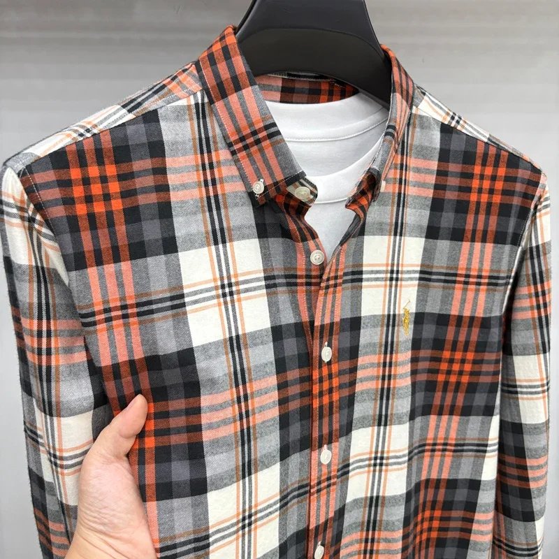 Luxury Brand Embroidery 100% Cotton Long Sleeved Shirt Men's New Shirt Men's Casual Loose Top Business Men Luxury Brand Embroidery 100% Cotton Long Sleeved Shirt Men's New Shirt Men's Casual Loose Top Business Men