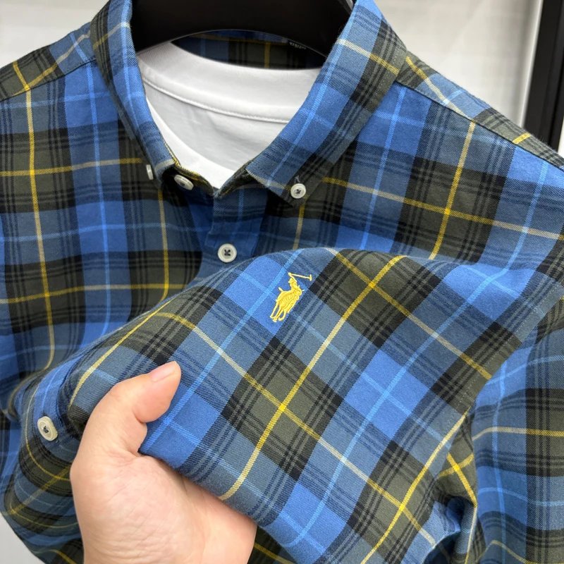 Luxury Brand Embroidery 100% Cotton Long Sleeved Shirt Men's New Shirt Men's Casual Loose Top Business Men Luxury Brand Embroidery 100% Cotton Long Sleeved Shirt Men's New Shirt Men's Casual Loose Top Business Men