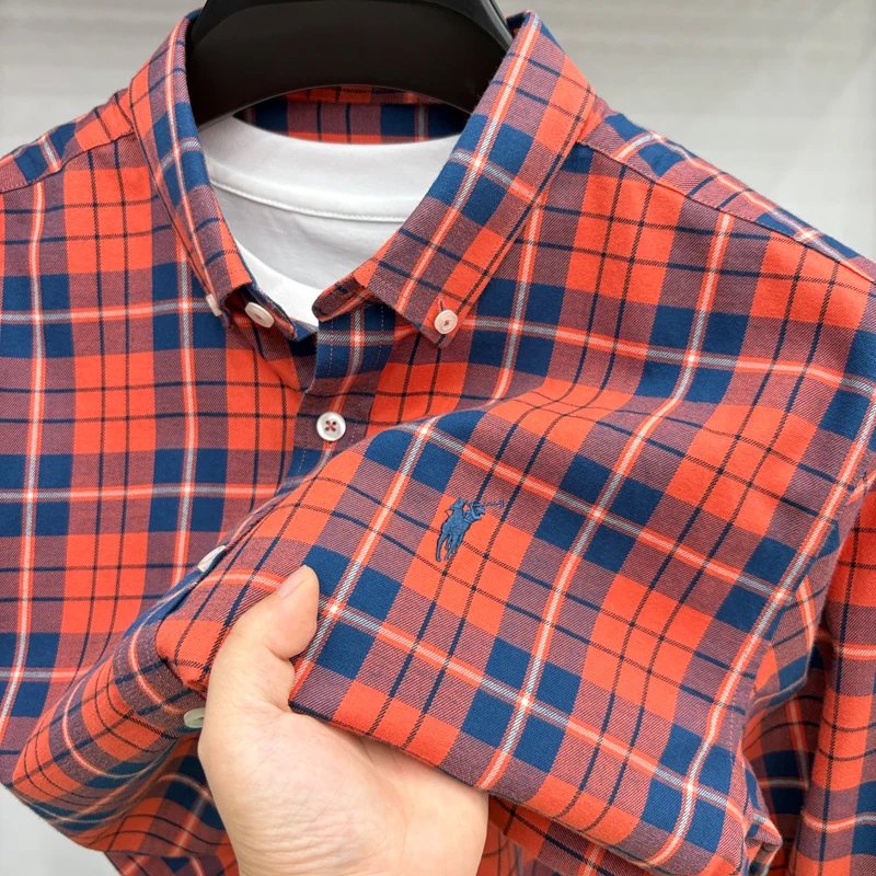 Luxury Brand Embroidery 100% Cotton Long Sleeved Shirt Men's New Shirt Men's Casual Loose Top Business Men Luxury Brand Embroidery 100% Cotton Long Sleeved Shirt Men's New Shirt Men's Casual Loose Top Business Men