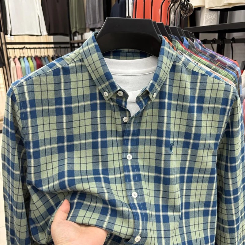 Luxury Brand Embroidery 100% Cotton Long Sleeved Shirt Men's New Shirt Men's Casual Loose Top Business Men Luxury Brand Embroidery 100% Cotton Long Sleeved Shirt Men's New Shirt Men's Casual Loose Top Business Men