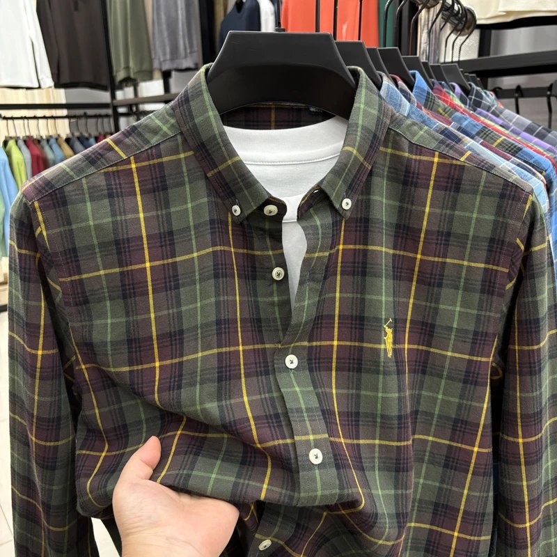 Luxury Brand Embroidery 100% Cotton Long Sleeved Shirt Men's New Shirt Men's Casual Loose Top Business Men Luxury Brand Embroidery 100% Cotton Long Sleeved Shirt Men's New Shirt Men's Casual Loose Top Business Men