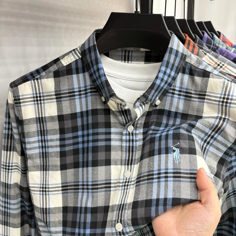 Luxury Brand Embroidery 100% Cotton Long Sleeved Shirt Men's New Shirt Men's Casual Loose Top Business Men Luxury Brand Embroidery 100% Cotton Long Sleeved Shirt Men's New Shirt Men's Casual Loose Top Business Men