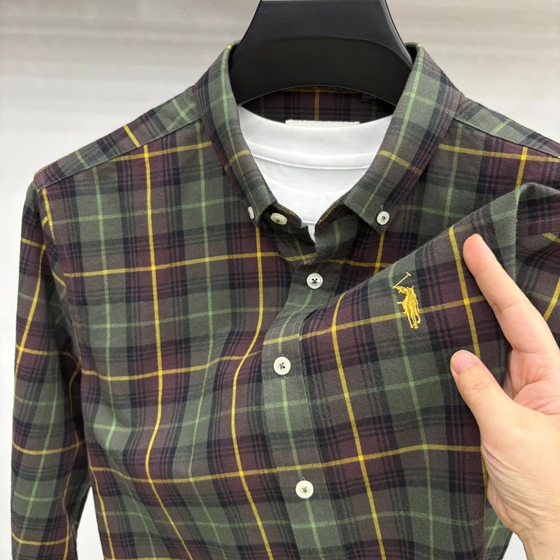 Luxury Brand Embroidery 100% Cotton Long Sleeved Shirt Men's New Shirt Men's Casual Loose Top Business Men Luxury Brand Embroidery 100% Cotton Long Sleeved Shirt Men's New Shirt Men's Casual Loose Top Business Men