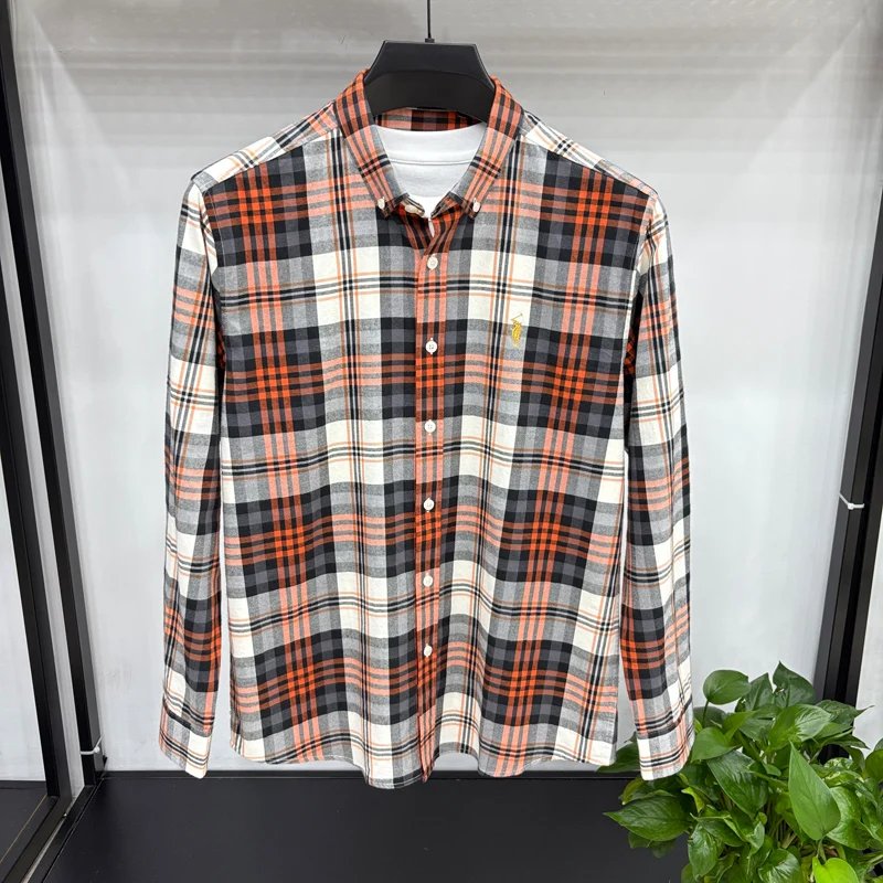 Luxury Brand Embroidery 100% Cotton Long Sleeved Shirt Men's New Shirt Men's Casual Loose Top Business Men Luxury Brand Embroidery 100% Cotton Long Sleeved Shirt Men's New Shirt Men's Casual Loose Top Business Men