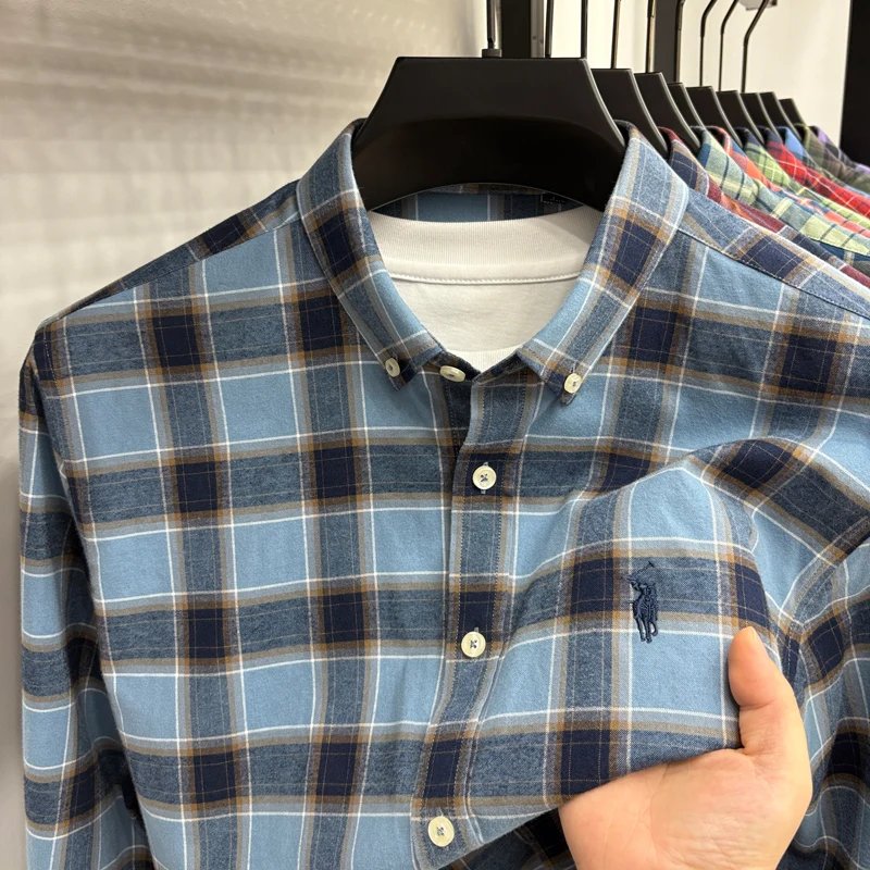 Luxury Brand Embroidery 100% Cotton Long Sleeved Shirt Men's New Shirt Men's Casual Loose Top Business Men Luxury Brand Embroidery 100% Cotton Long Sleeved Shirt Men's New Shirt Men's Casual Loose Top Business Men