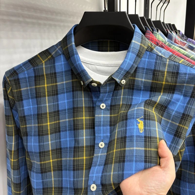 Luxury Brand Embroidery 100% Cotton Long Sleeved Shirt Men's New Shirt Men's Casual Loose Top Business Men Luxury Brand Embroidery 100% Cotton Long Sleeved Shirt Men's New Shirt Men's Casual Loose Top Business Men