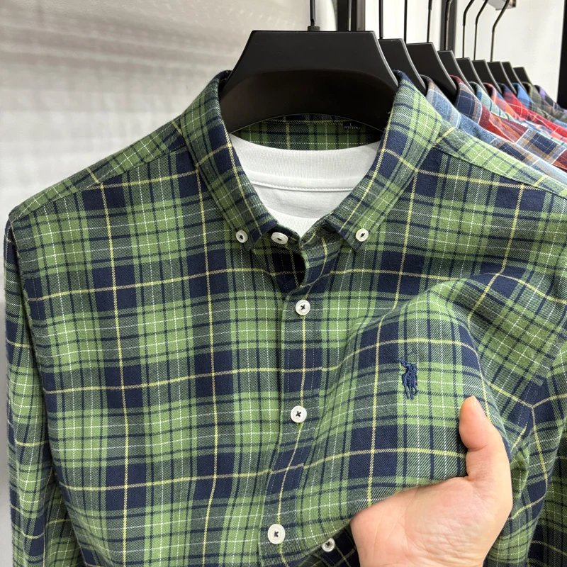 Luxury Brand Embroidery 100% Cotton Long Sleeved Shirt Men's New Shirt Men's Casual Loose Top Business Men Luxury Brand Embroidery 100% Cotton Long Sleeved Shirt Men's New Shirt Men's Casual Loose Top Business Men