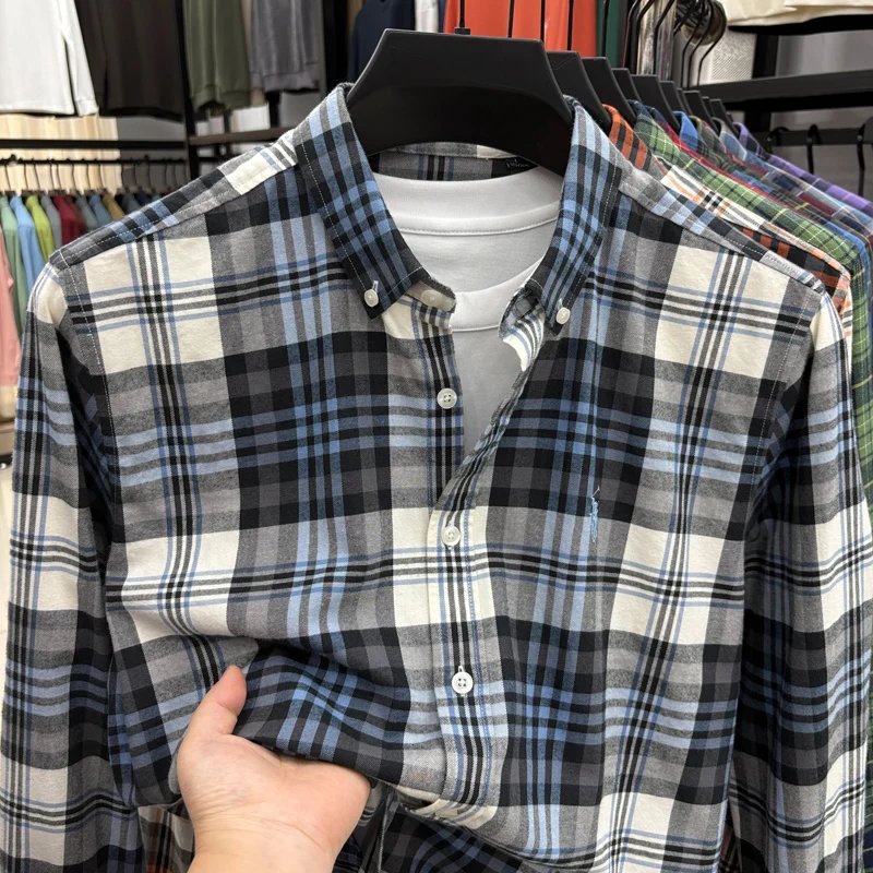 Luxury Brand Embroidery 100% Cotton Long Sleeved Shirt Men's New Shirt Men's Casual Loose Top Business Men Luxury Brand Embroidery 100% Cotton Long Sleeved Shirt Men's New Shirt Men's Casual Loose Top Business Men