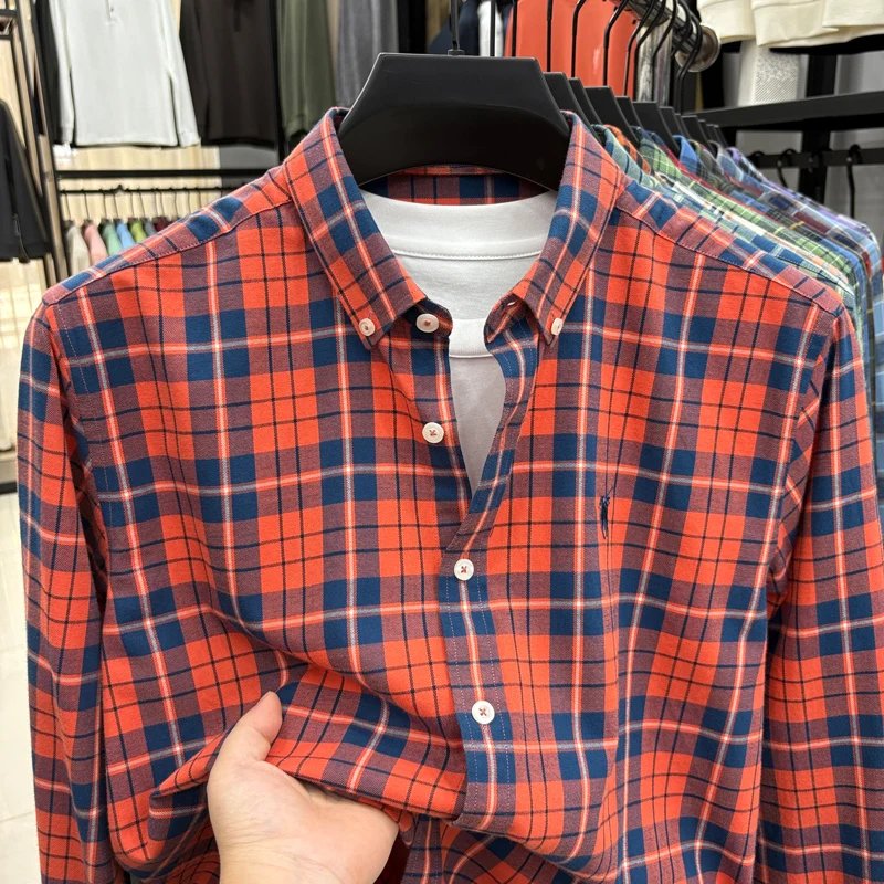 Luxury Brand Embroidery 100% Cotton Long Sleeved Shirt Men's New Shirt Men's Casual Loose Top Business Men Luxury Brand Embroidery 100% Cotton Long Sleeved Shirt Men's New Shirt Men's Casual Loose Top Business Men