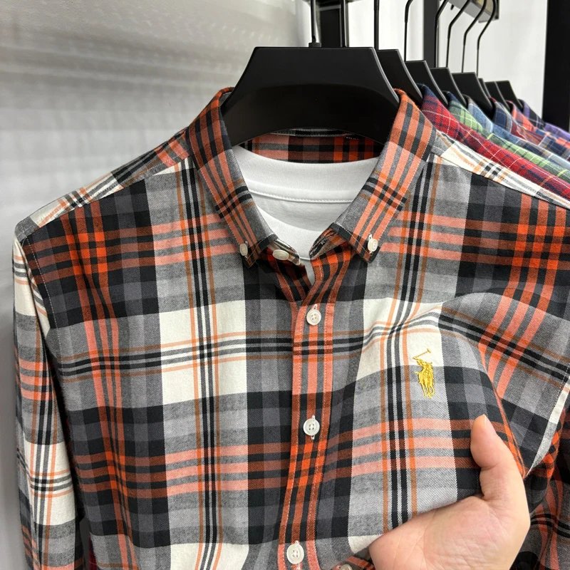 Luxury Brand Embroidery 100% Cotton Long Sleeved Shirt Men's New Shirt Men's Casual Loose Top Business Men Luxury Brand Embroidery 100% Cotton Long Sleeved Shirt Men's New Shirt Men's Casual Loose Top Business Men