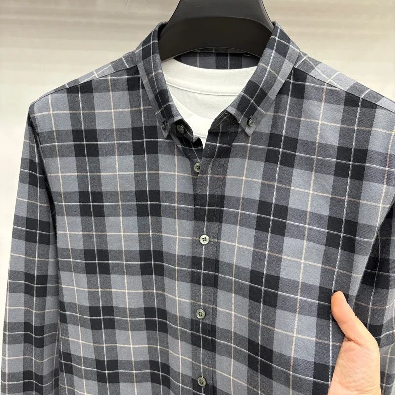 Luxury Brand Embroidery 100% Cotton Long Sleeved Shirt Men's New Shirt Men's Casual Loose Top Business Men Luxury Brand Embroidery 100% Cotton Long Sleeved Shirt Men's New Shirt Men's Casual Loose Top Business Men