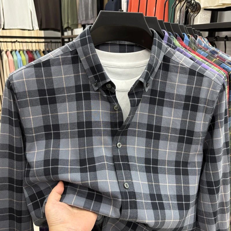 Luxury Brand Embroidery 100% Cotton Long Sleeved Shirt Men's New Shirt Men's Casual Loose Top Business Men Luxury Brand Embroidery 100% Cotton Long Sleeved Shirt Men's New Shirt Men's Casual Loose Top Business Men