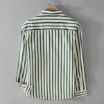 2025 Spring/Summer Men's Square Collar Button Striped Pocket Loose Fashion Casual Versatile Simple Design Long Sleeve Shirt - Image 4