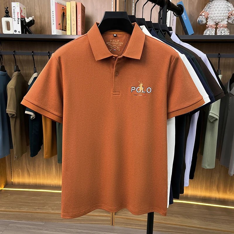 Designer brand silk cotton short sleeve polo shirt summer new business casual Paul Pony embroidered fashion golf men's T-shirt
