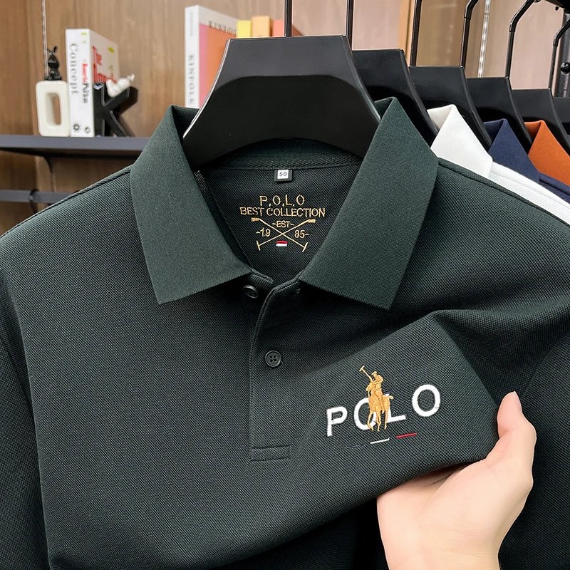 Designer brand silk cotton short sleeve polo shirt summer new business casual Paul Pony embroidered fashion golf men's T-shirt