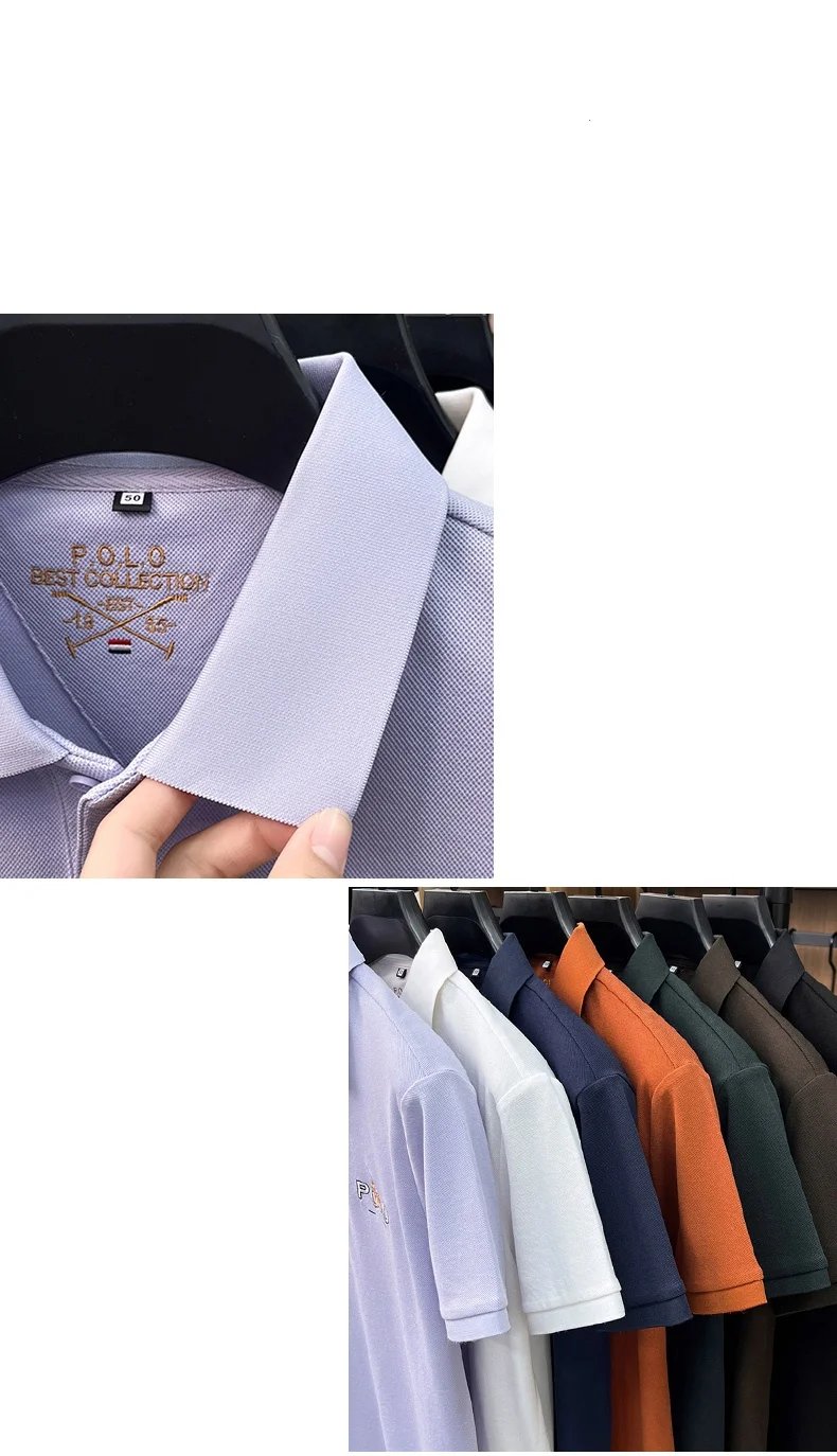 Designer brand silk cotton short sleeve polo shirt summer new business casual Paul Pony embroidered fashion golf men's T-shirt