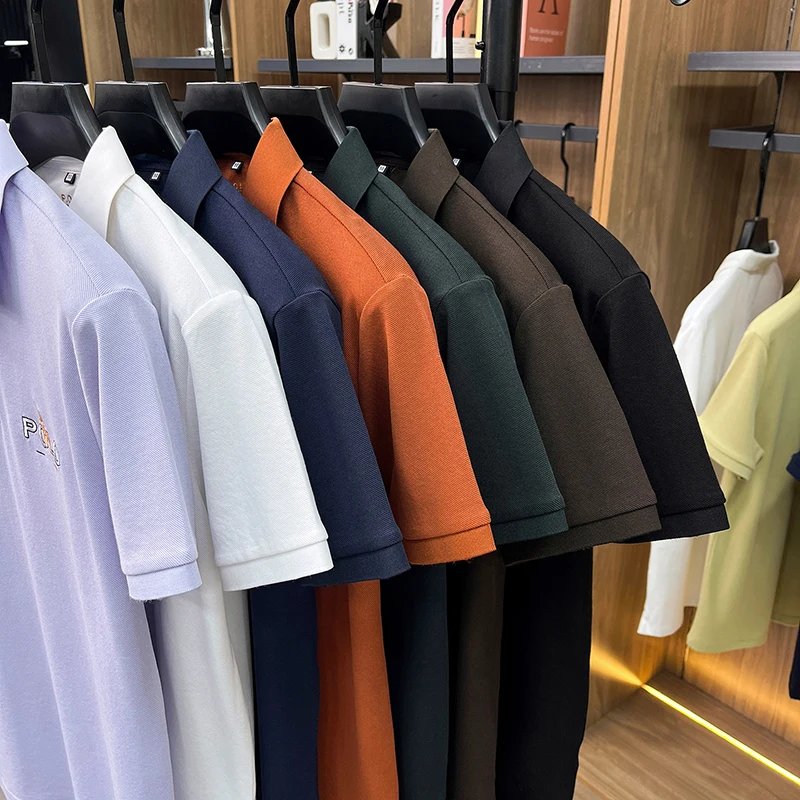 Designer brand silk cotton short sleeve polo shirt summer new business casual Paul Pony embroidered fashion golf men's T-shirt