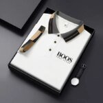 Men'S New Embroidered Short Sleeved Striped Grid Polo Shirt, Business Casual Fashionable Breathable Clothing, Youthful Fashion, - Image 2