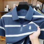 2026 New Summer Men's Striped Polo Shirt with Collar and Short Sleeve Casual T-shirt for Men - Image 3