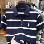 2026 New Summer Men's Striped Polo Shirt with Collar and Short Sleeve Casual T-shirt for Men - Image 2