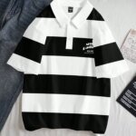 The new men's short-sleeved POLO shirt for summer 2025 is casual fashionable and soft with 3D striped pattern printing