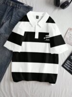 The new men's short-sleeved POLO shirt for summer 2025 is casual fashionable and soft with 3D striped pattern printing