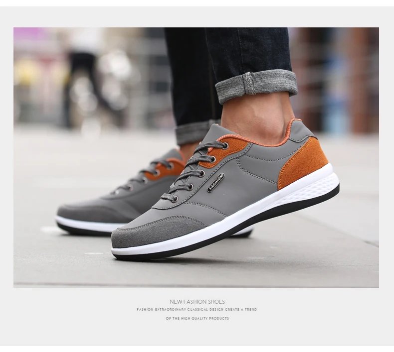 Leather Men Shoes Sneaker Trend Sports Running Breathable Men‘s Sneakers Non-slip Footwear Shoe for Male Walking Autumn