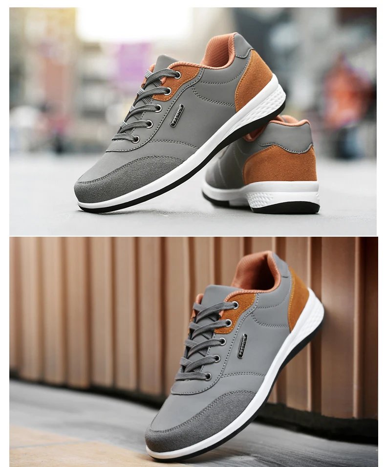 Leather Men Shoes Sneaker Trend Sports Running Breathable Men‘s Sneakers Non-slip Footwear Shoe for Male Walking Autumn
