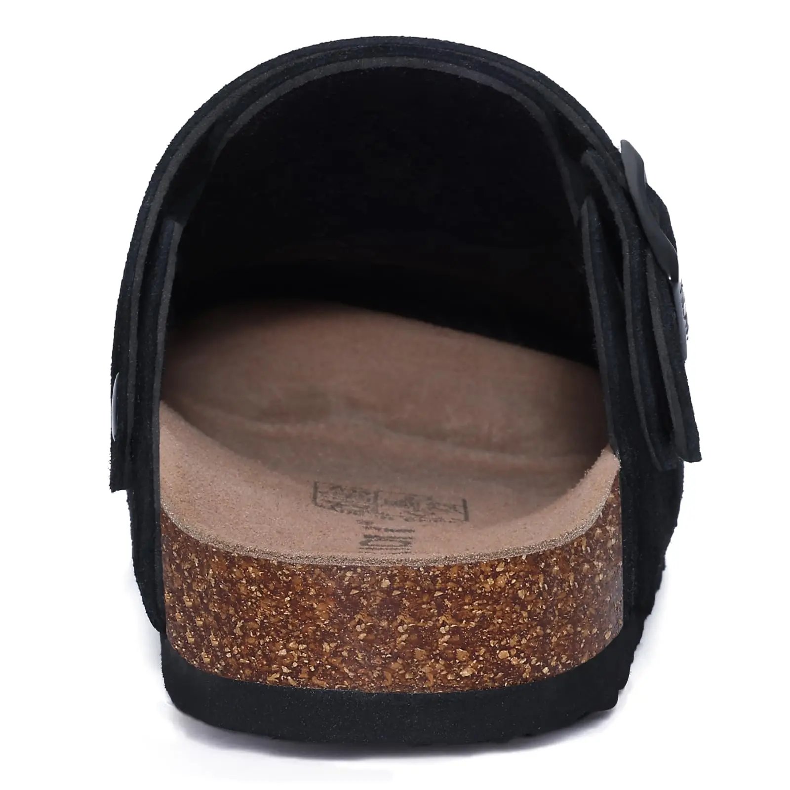 Evshine Women Suede Cork Slippers with Adjustbale  Strap Comfy Arch Support Leather Mules Retro Men Potato Shoes Lady Cork Clogs