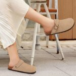 Evshine Women Suede Cork Slippers with Adjustbale  Strap Comfy Arch Support Leather Mules Retro Men Potato Shoes Lady Cork Clogs - Image 3