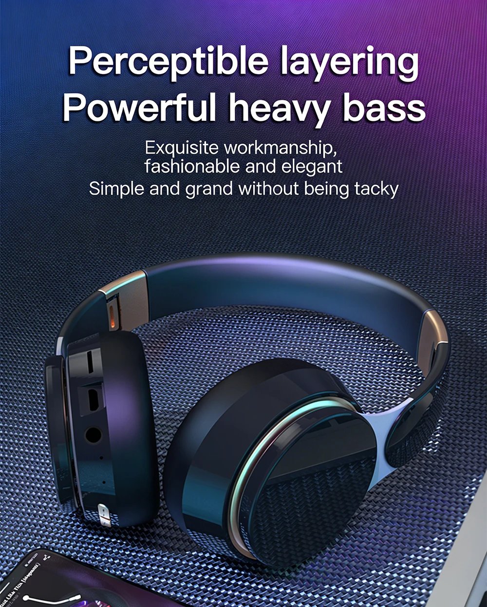 Foldable Wireless Bluetooth Headphones HiFi Deep Bass Noise Cancelling Earphones with HD Microphone PU Leather Earmuffs